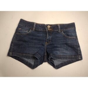 Y2k Womens Denim Jean Shorts Size 9 Dark Wash Button‎ Fly Low-rise